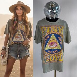 Pink Floyd The Dark Side of the Moon T‎ Shirt, Size M Green Cotton Graphic Tee